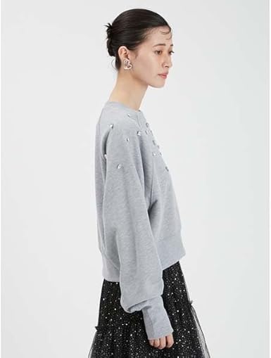 Z914ファーファー　ビジュー付きロゴ刺繍スウェット RWCT245012 ビジュー付きロゴ刺繍スウェット(スウェット・トレーナー